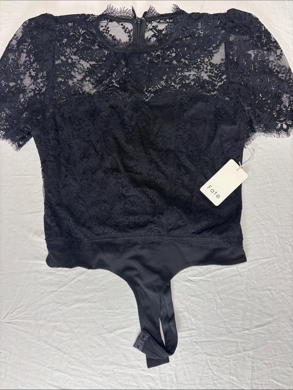 Fate Black Lace Short-Sleeve Bodysuit